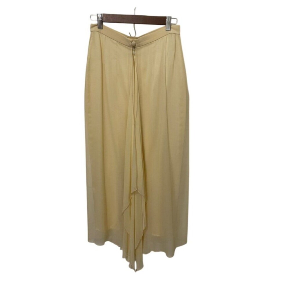 Maria Pinto Silk Draped Maxi Skirt Size 8 Mimosa Champagne Yellow Formal USA
